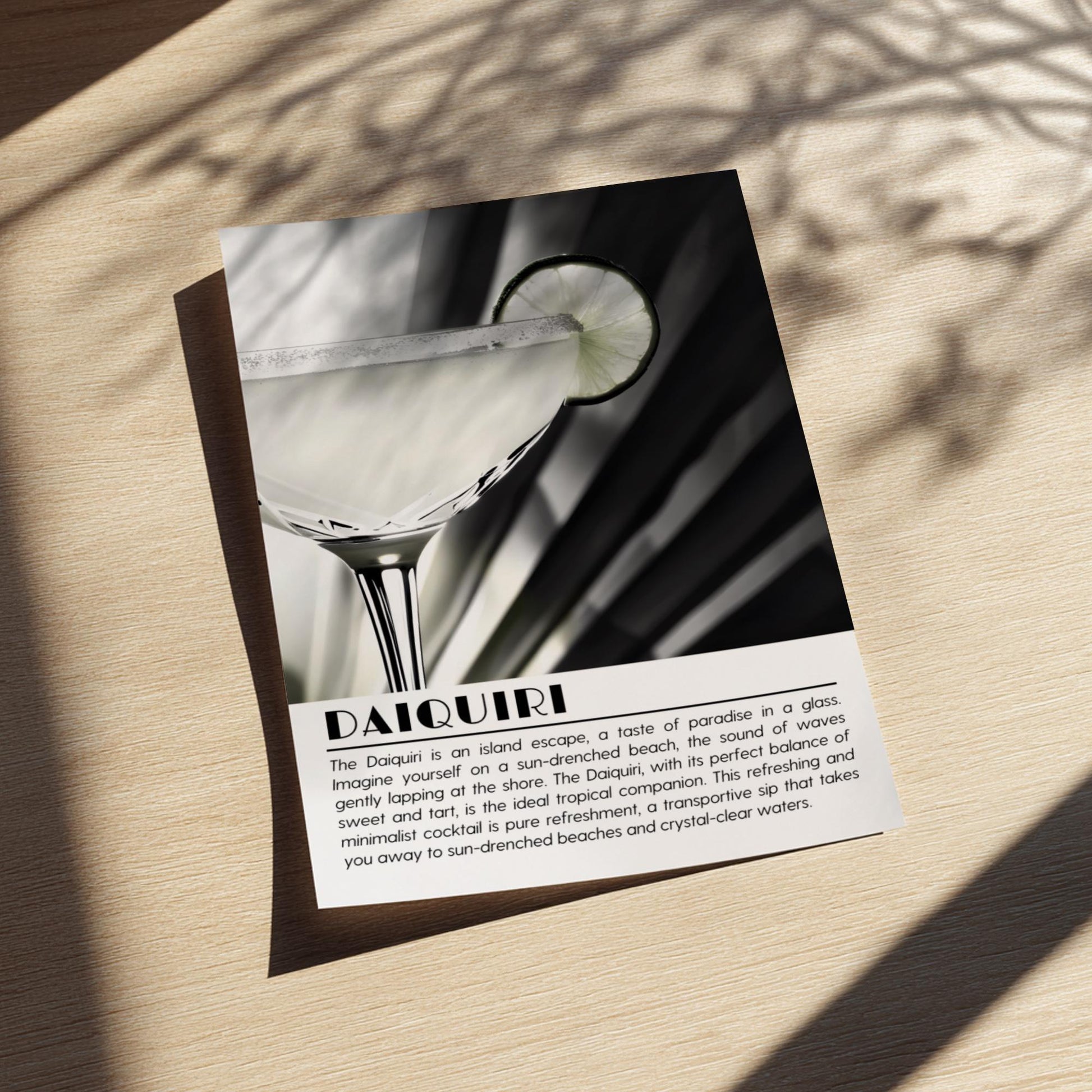 Daiquiri Black & White Poster | Minimalist Cocktail Wall Art | Modern Bar Decor | Classic Drink Print | Kitchen Wall Art