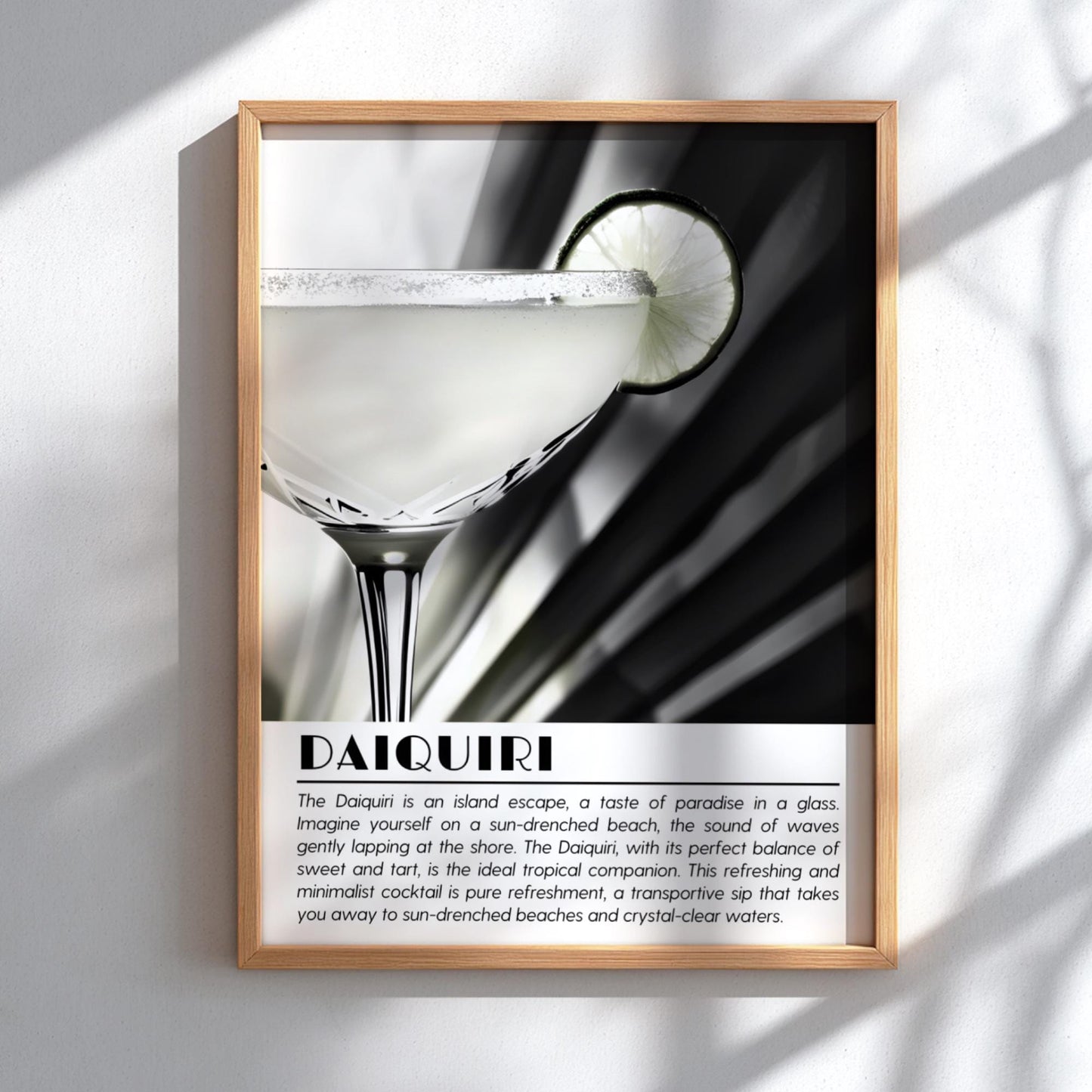 Daiquiri Black & White Poster | Minimalist Cocktail Wall Art | Modern Bar Decor | Classic Drink Print | Kitchen Wall Art
