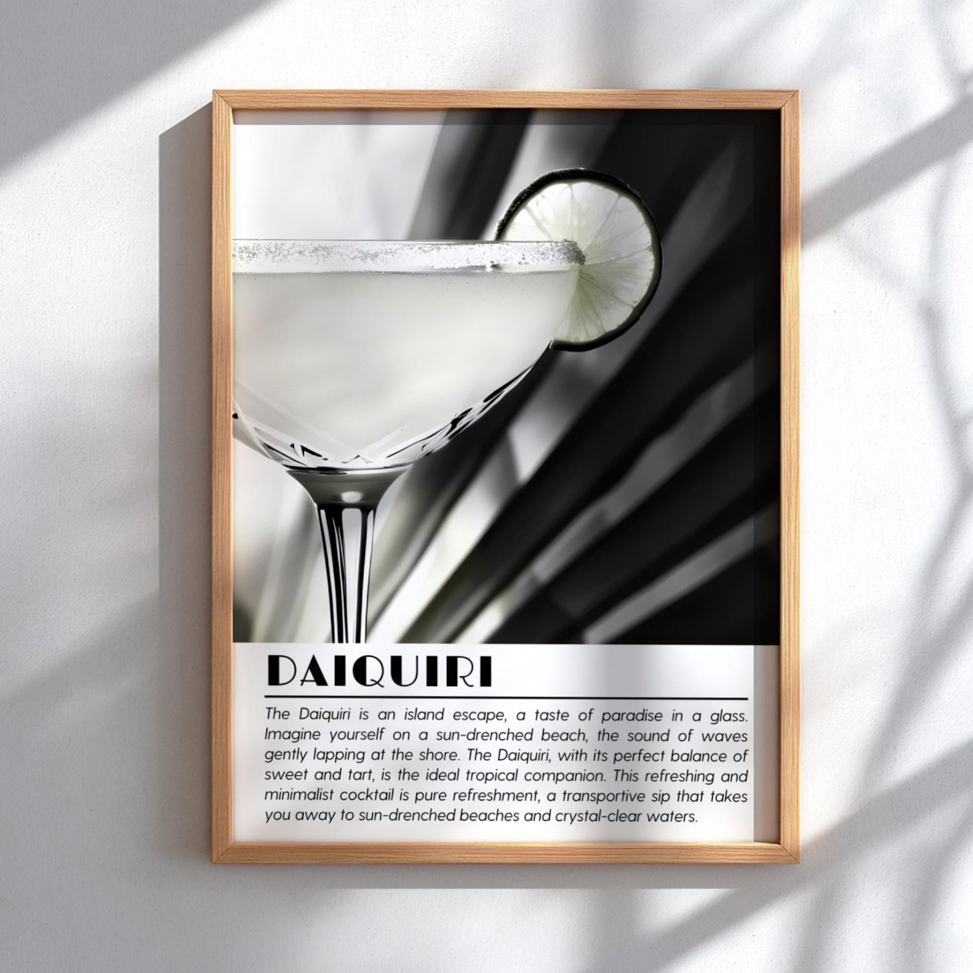 Daiquiri Black & White Poster | Minimalist Cocktail Wall Art | Modern Bar Decor | Classic Drink Print | Kitchen Wall Art