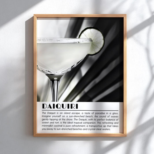Daiquiri Black & White Poster | Minimalist Cocktail Wall Art | Modern Bar Decor | Classic Drink Print | Kitchen Wall Art