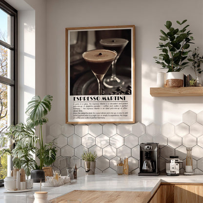 Espresso Martini Black & White Poster | Minimalist Cocktail Wall Art | Modern Bar Decor | Classic Drink Print | Kitchen Wall Art