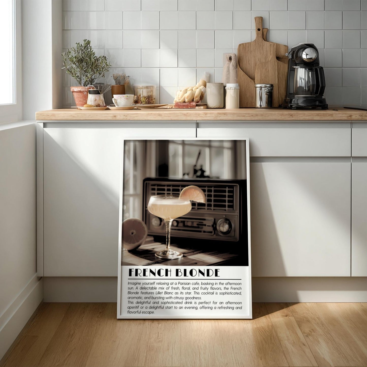 French Blonde Black & White Poster | Minimalist Cocktail Wall Art | Modern Bar Decor | Elegant Drink Print | Kitchen Wall Art