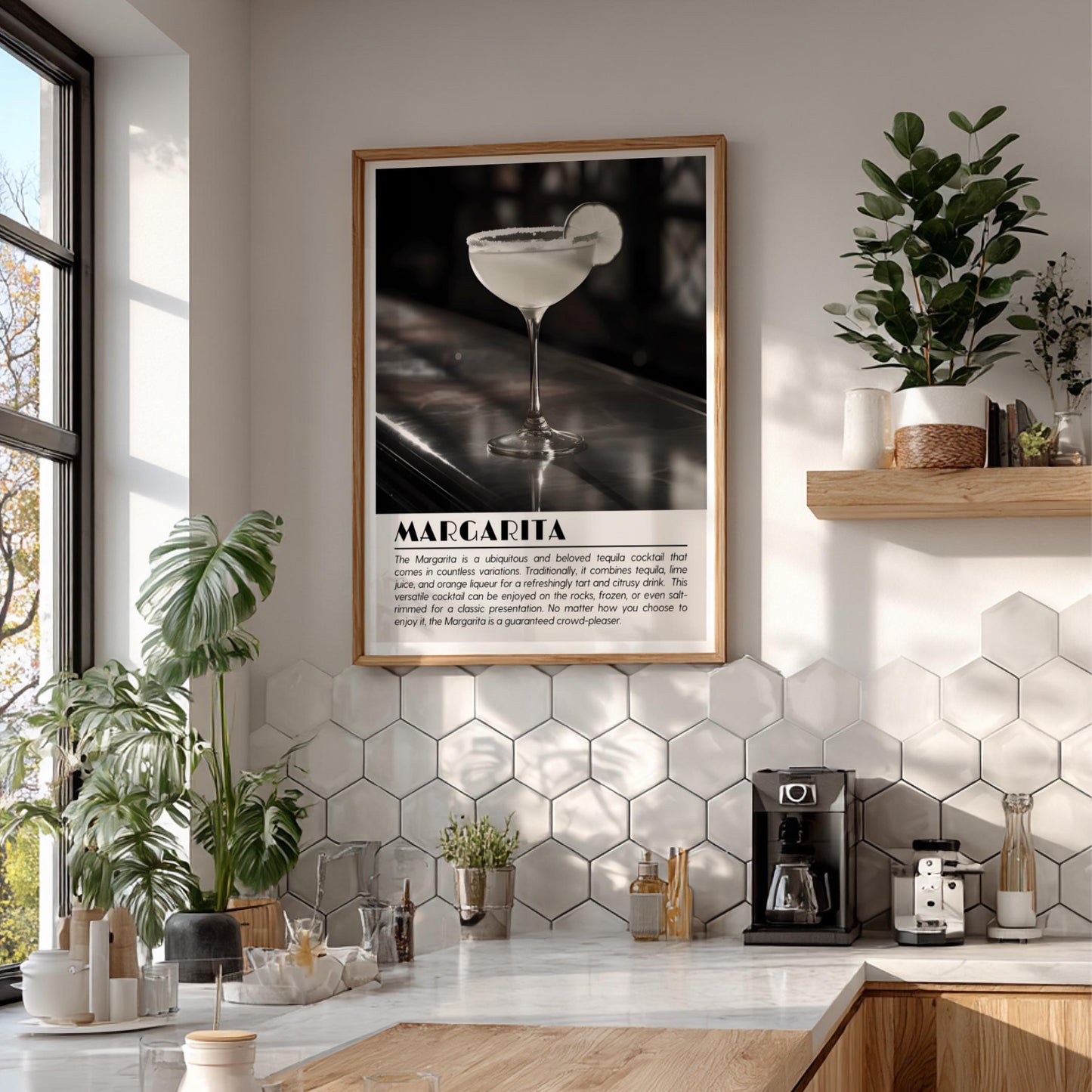 Margarita Black & White Poster | Minimalist Cocktail Wall Art | Modern Bar Decor | Classic Drink Print | Kitchen Wall Art