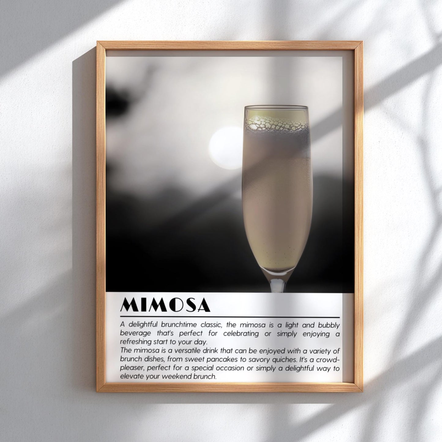 Mimosa Black & White Poster | Minimalist Cocktail Wall Art | Modern Bar Decor | Elegant Drink Print | Kitchen Wall Art