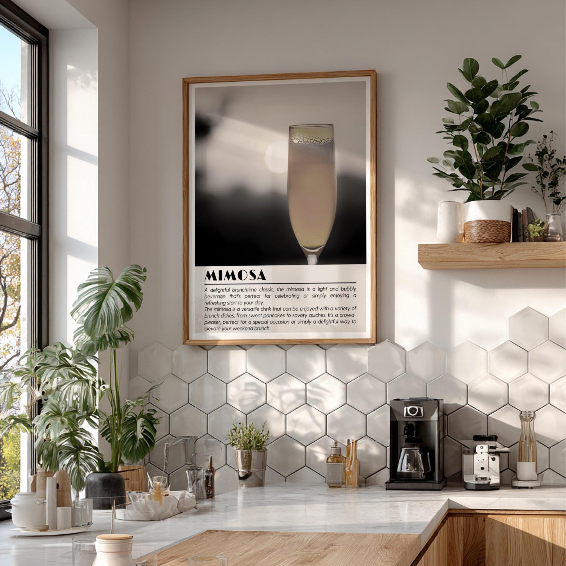 Mimosa Black & White Poster | Minimalist Cocktail Wall Art | Modern Bar Decor | Elegant Drink Print | Kitchen Wall Art