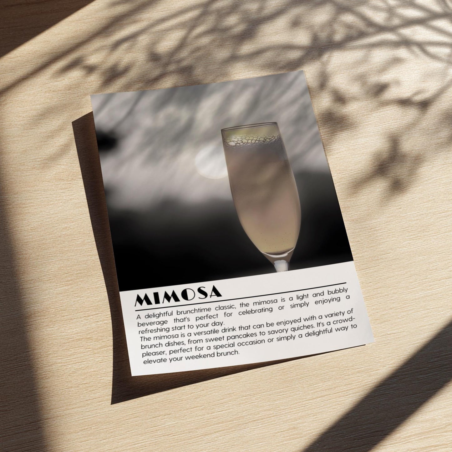 Mimosa Black & White Poster | Minimalist Cocktail Wall Art | Modern Bar Decor | Elegant Drink Print | Kitchen Wall Art