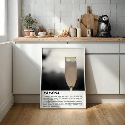 Mimosa Black & White Poster | Minimalist Cocktail Wall Art | Modern Bar Decor | Elegant Drink Print | Kitchen Wall Art