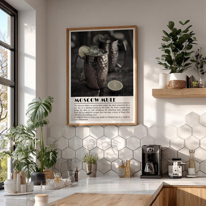 Moscow Mule Black & White Poster | Minimalist Cocktail Wall Art | Modern Bar Decor | Classic Drink Print | Kitchen Wall Art