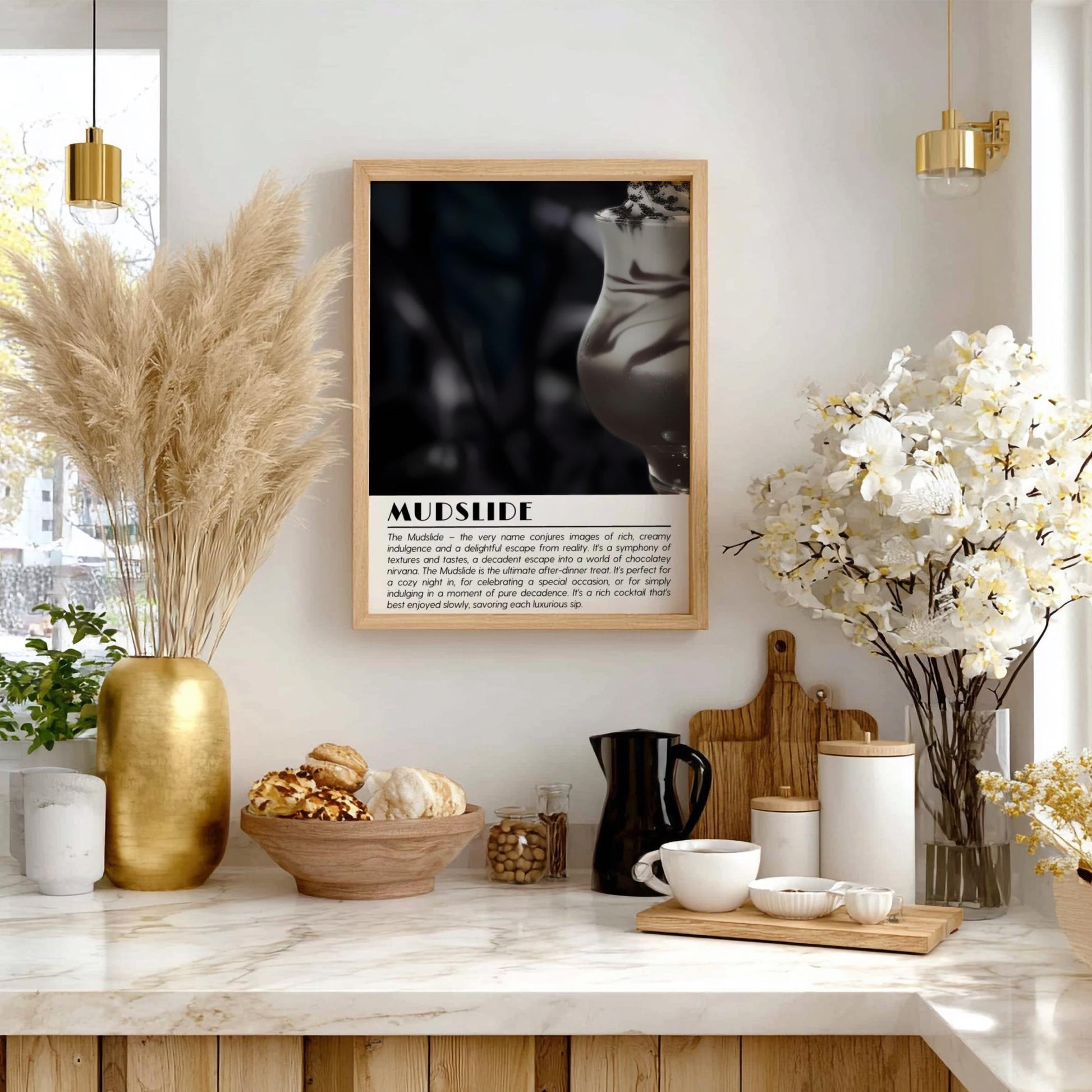 Mudslide Black & White Poster | Minimalist Cocktail Wall Art | Modern Bar Decor | Classic Drink Print | Kitchen Wall Art