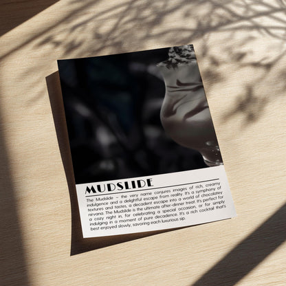 Mudslide Black & White Poster | Minimalist Cocktail Wall Art | Modern Bar Decor | Classic Drink Print | Kitchen Wall Art