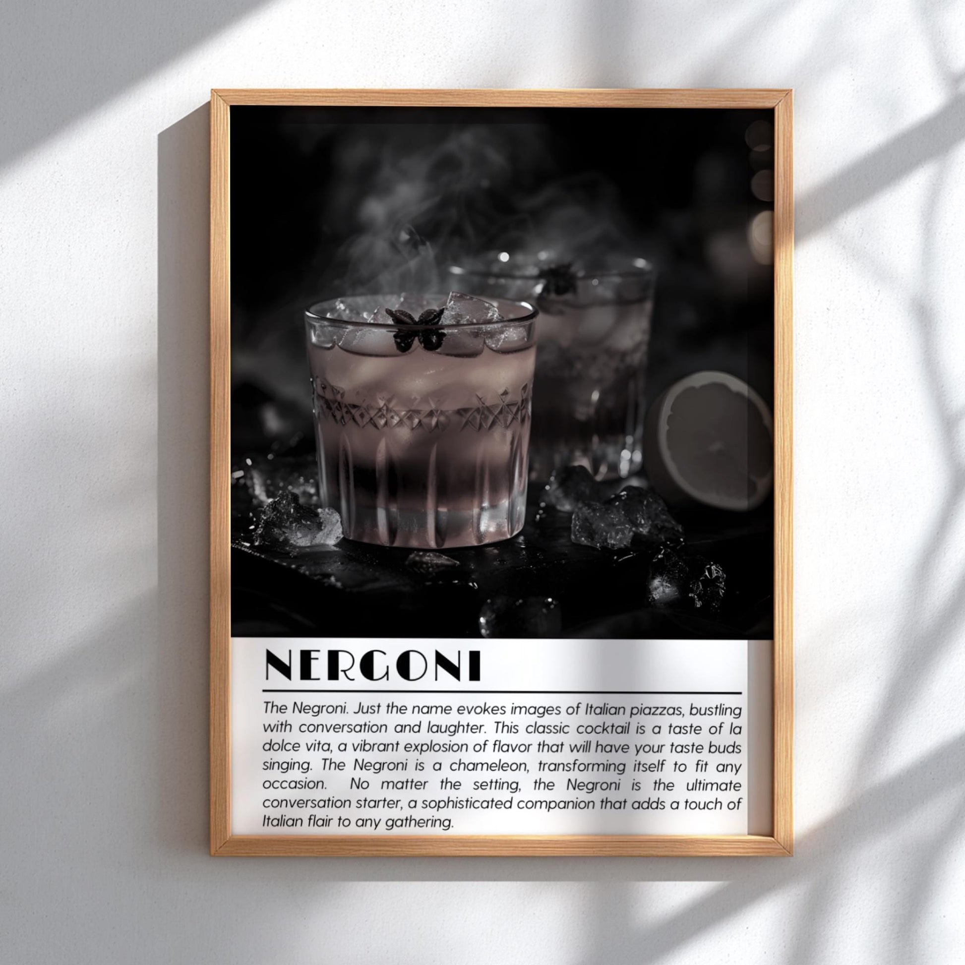 Negroni Black & White Poster | Minimalist Cocktail Wall Art | Modern Bar Decor | Classic Drink Print | Kitchen Wall Art