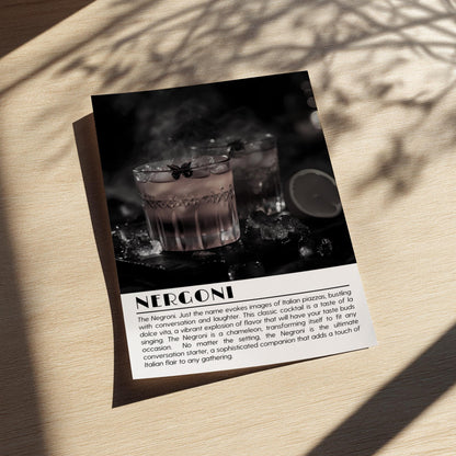 Negroni Black & White Poster | Minimalist Cocktail Wall Art | Modern Bar Decor | Classic Drink Print | Kitchen Wall Art