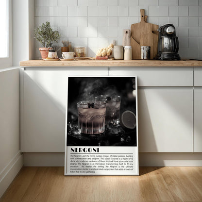 Negroni Black & White Poster | Minimalist Cocktail Wall Art | Modern Bar Decor | Classic Drink Print | Kitchen Wall Art