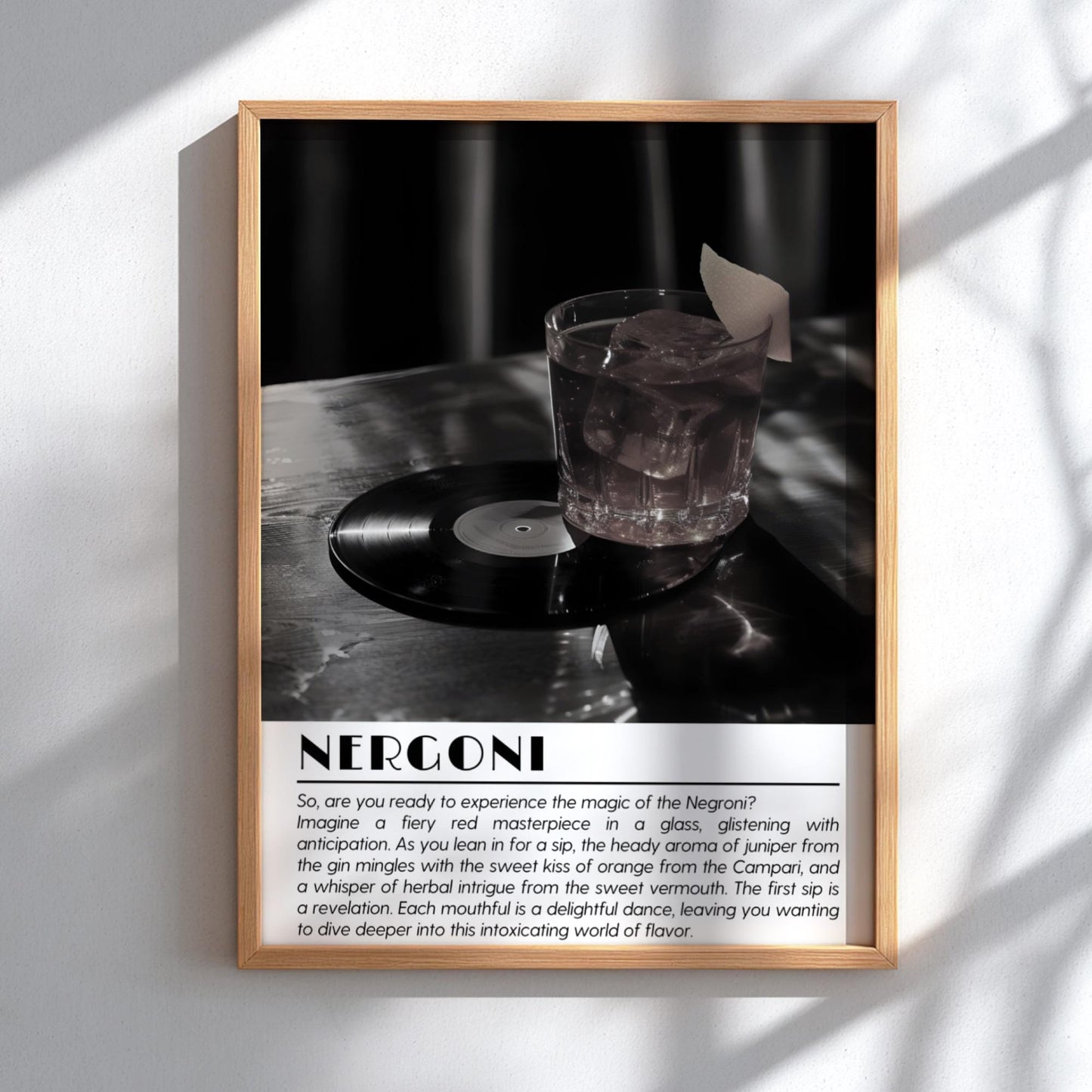 Negroni Black & White Poster | Minimalist Cocktail Art Print | Modern Bar Wall Decor | Bold Drink Illustration | Kitchen Art