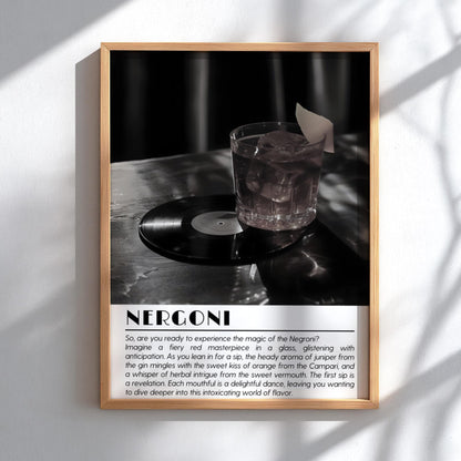 Negroni Black & White Poster | Minimalist Cocktail Art Print | Modern Bar Wall Decor | Bold Drink Illustration | Kitchen Art
