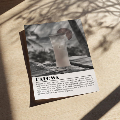 Paloma Black & White Poster | Minimalist Cocktail Wall Art | Modern Bar Decor | Classic Drink Print | Kitchen Wall Art