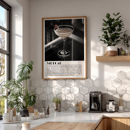 Sidecar Noir Black & White Poster | Minimalist Cocktail Wall Art | Modern Bar Decor | Bold Drink Print | Kitchen Wall Art