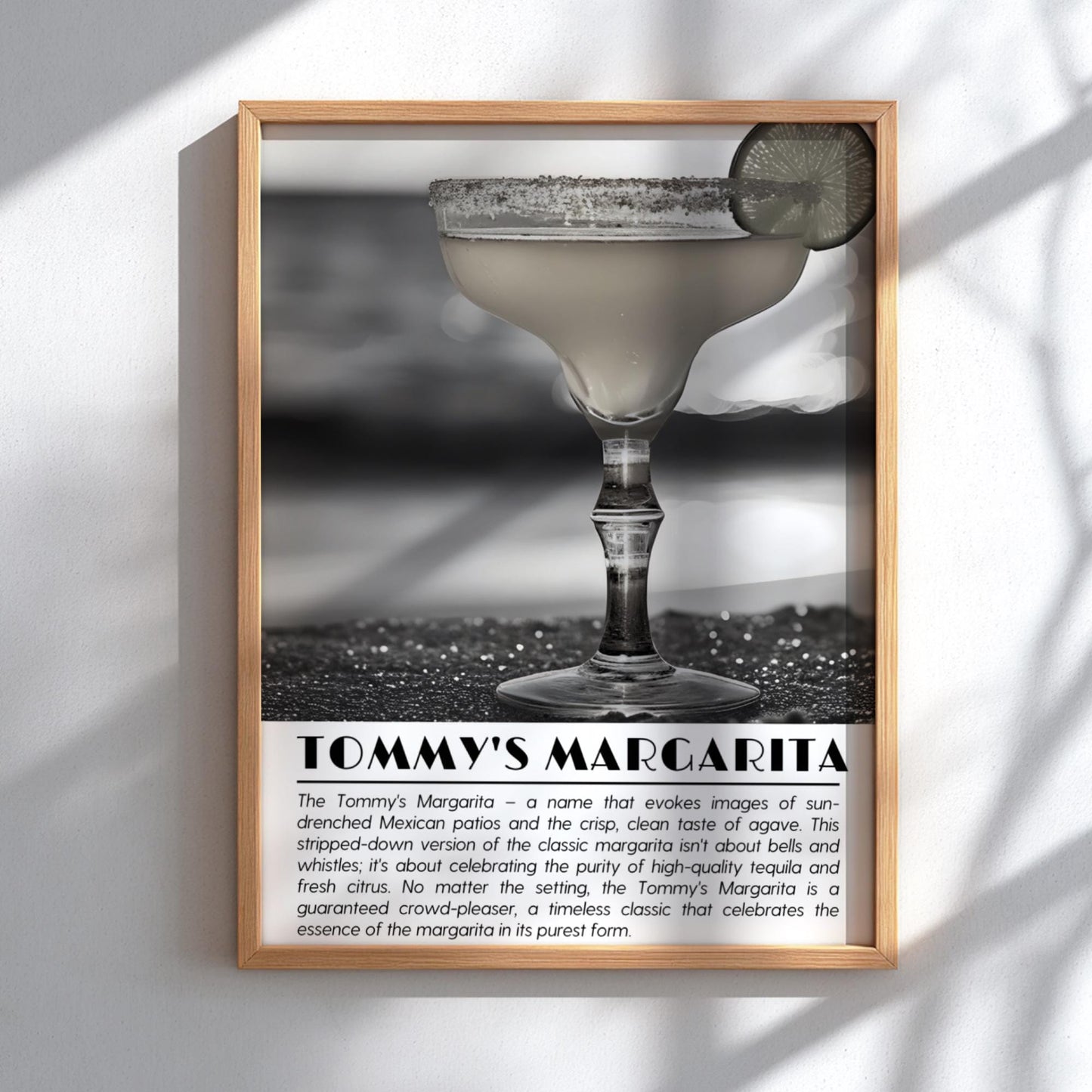 Tommy’s Margarita Black & White Poster | Minimalist Cocktail Wall Art | Modern Bar Decor | Classic Drink Print | Kitchen Art