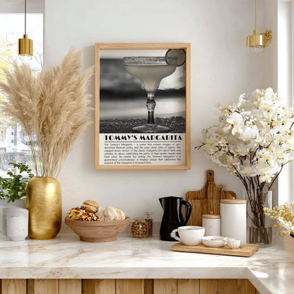 Tommy’s Margarita Black & White Poster | Minimalist Cocktail Wall Art | Modern Bar Decor | Classic Drink Print | Kitchen Art