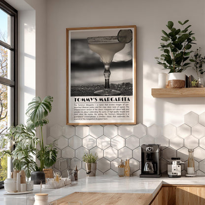 Tommy’s Margarita Black & White Poster | Minimalist Cocktail Wall Art | Modern Bar Decor | Classic Drink Print | Kitchen Art