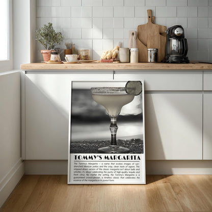 Tommy’s Margarita Black & White Poster | Minimalist Cocktail Wall Art | Modern Bar Decor | Classic Drink Print | Kitchen Art