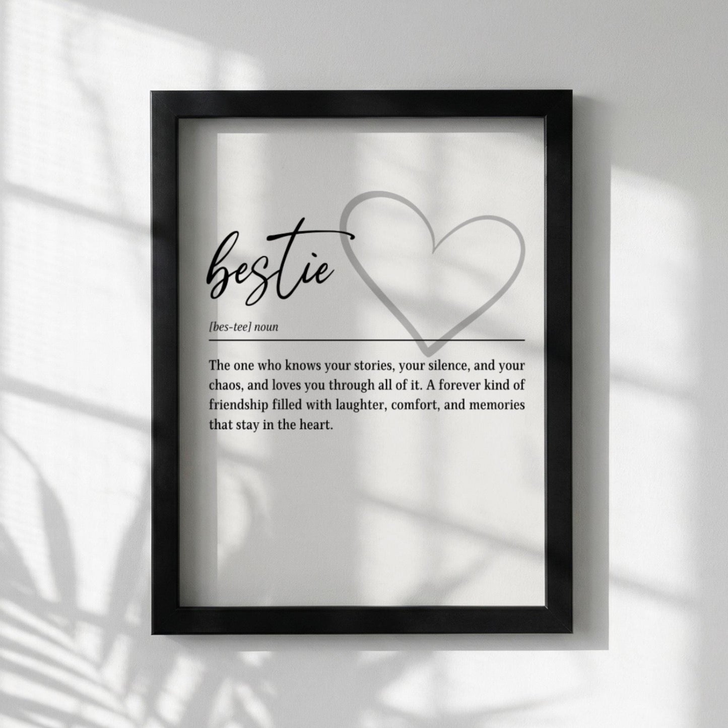 Bestie Definition Print | Friendship Gift | Minimalist Wall Art