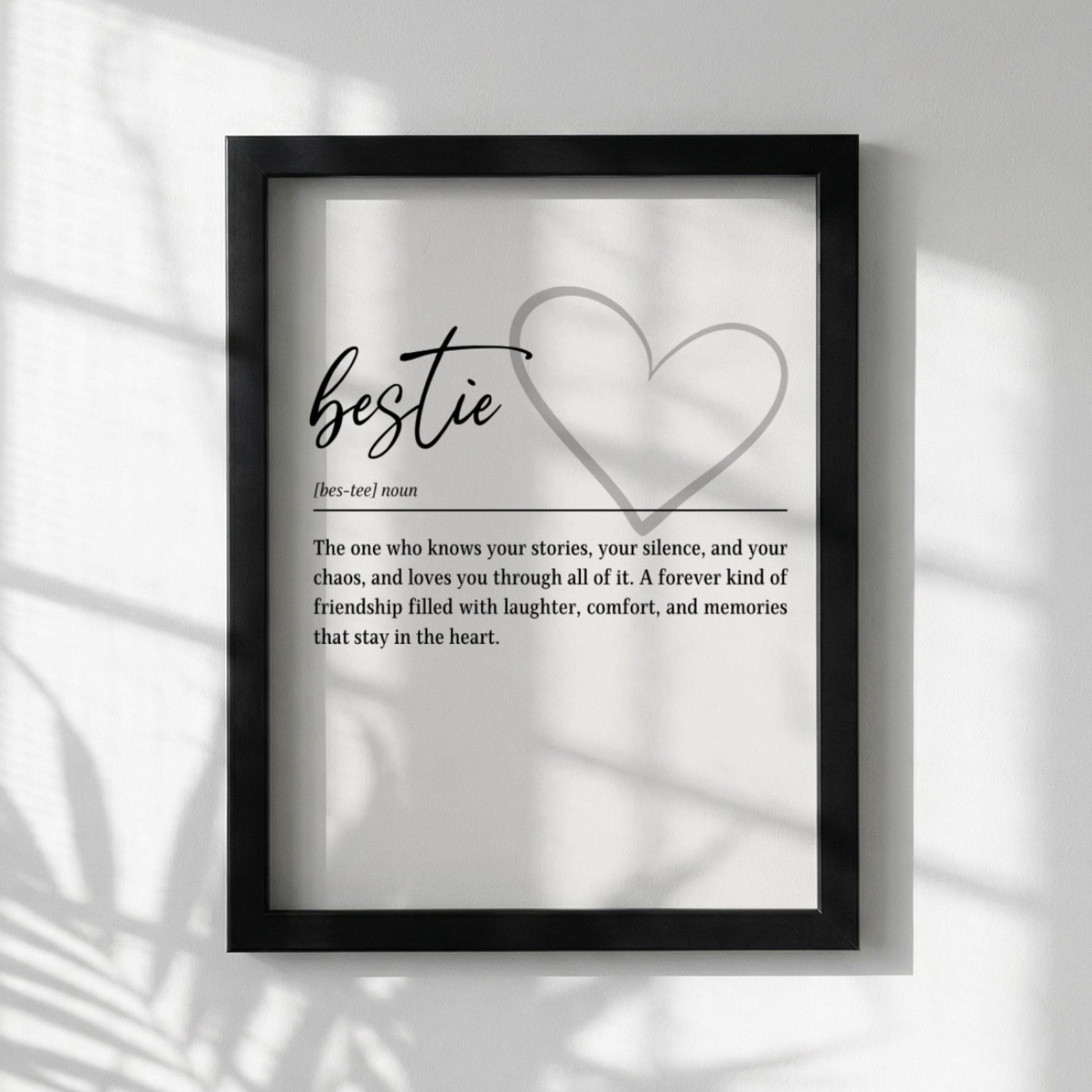 Bestie Definition Print | Friendship Gift | Minimalist Wall Art