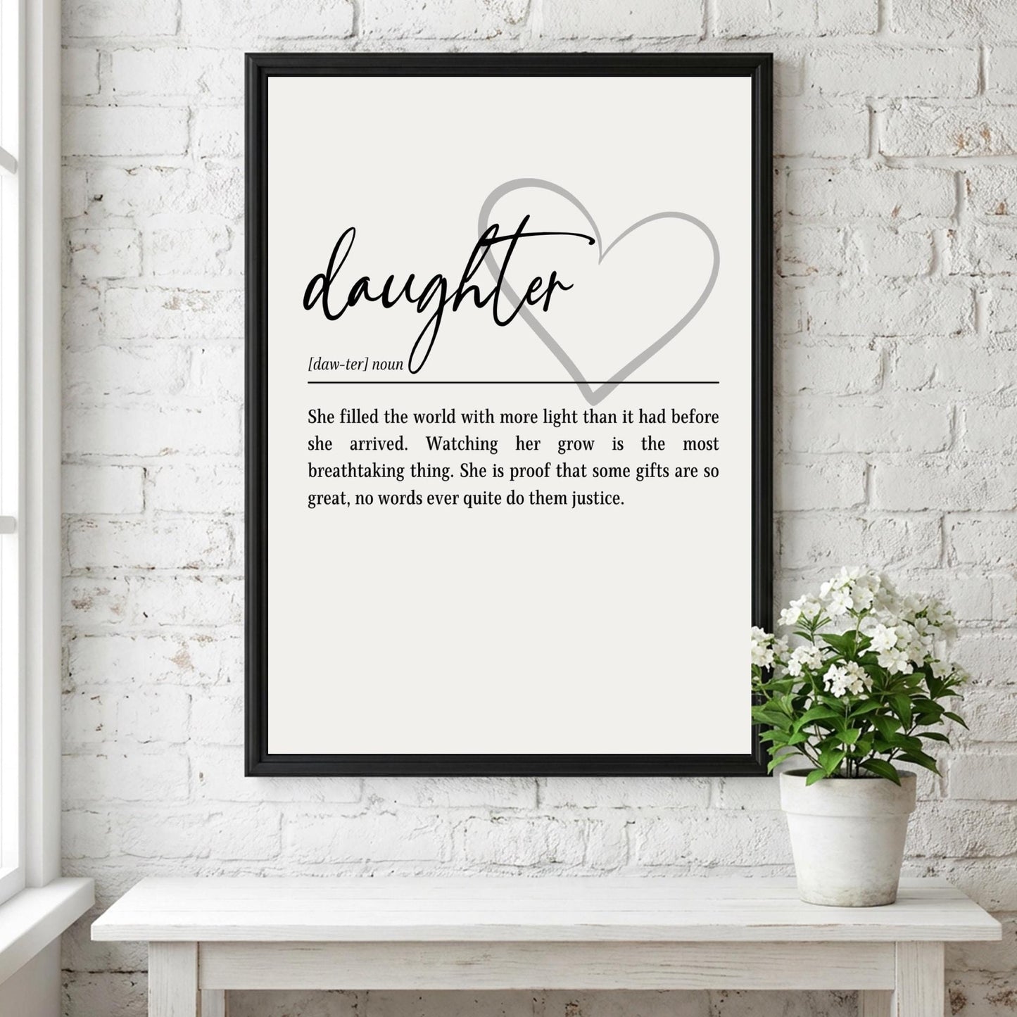 Daughter Definition Print | Heart Wall Art | Meaningful Gift for Daughter | Minimalist Typography