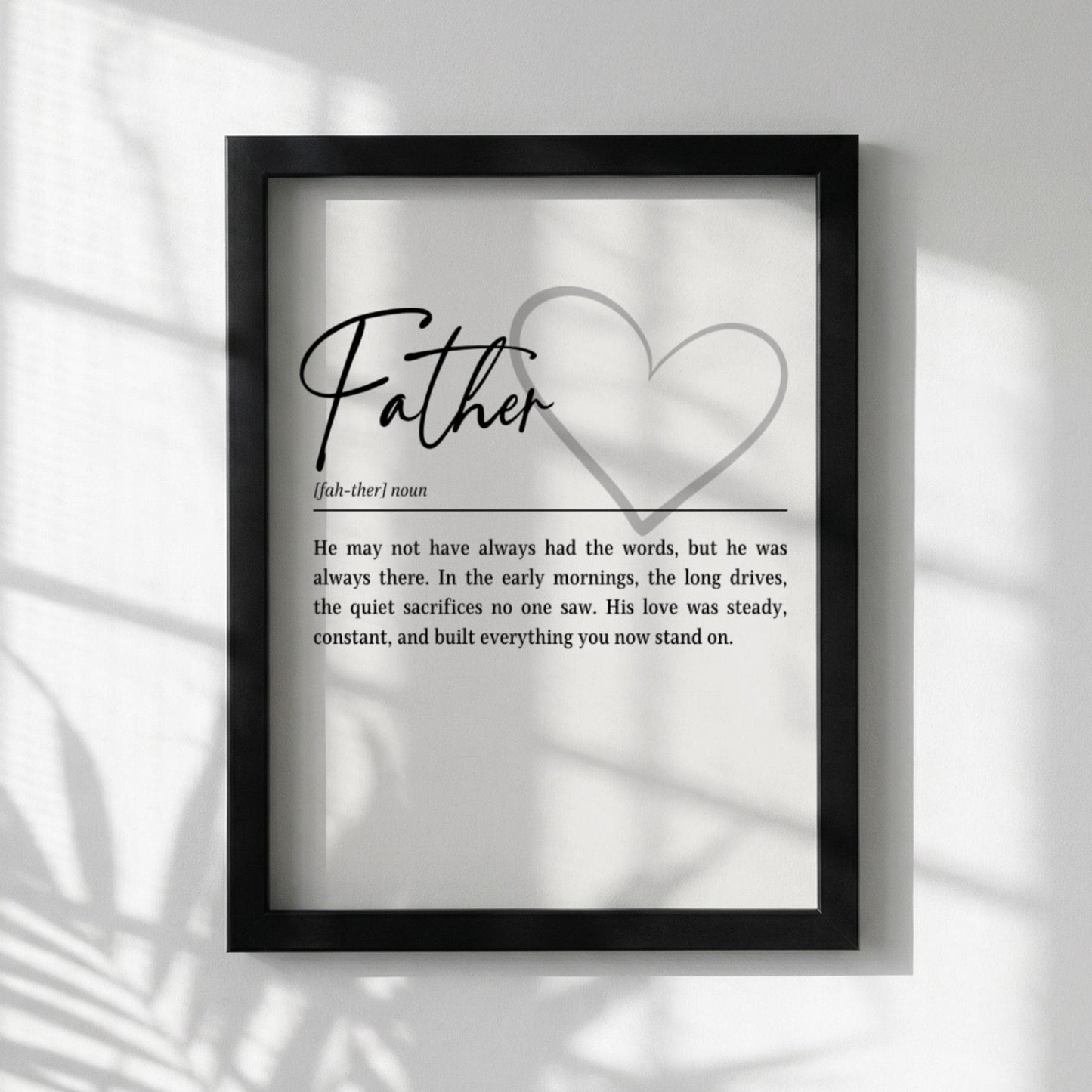 Father Definition Print | Heart Poem Wall Art | Father's Day Gift | Minimalist Typography Decor