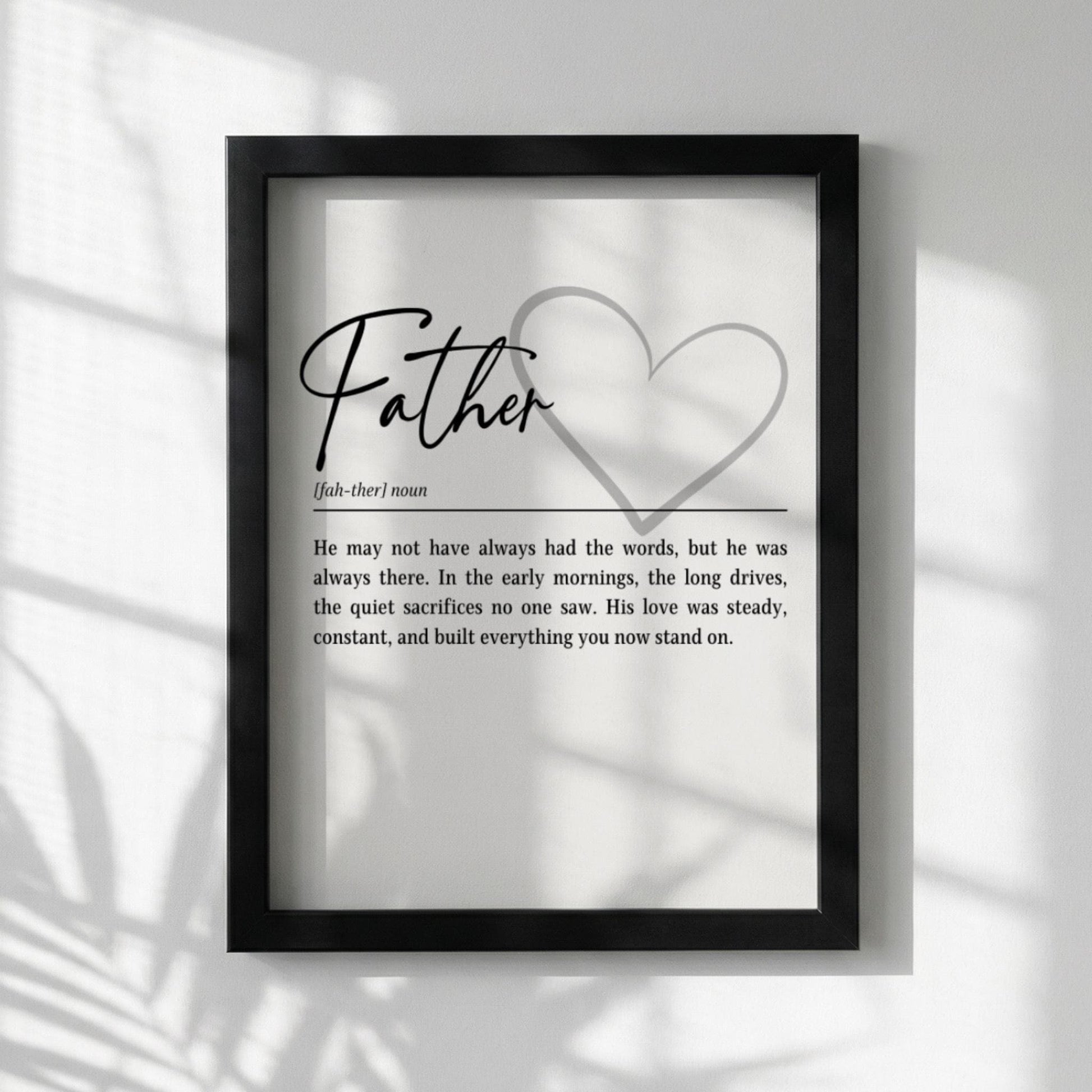 Father Definition Print | Heart Poem Wall Art | Father's Day Gift | Minimalist Typography Decor