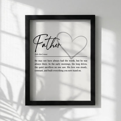 Father Definition Print | Heart Poem Wall Art | Father's Day Gift | Minimalist Typography Decor