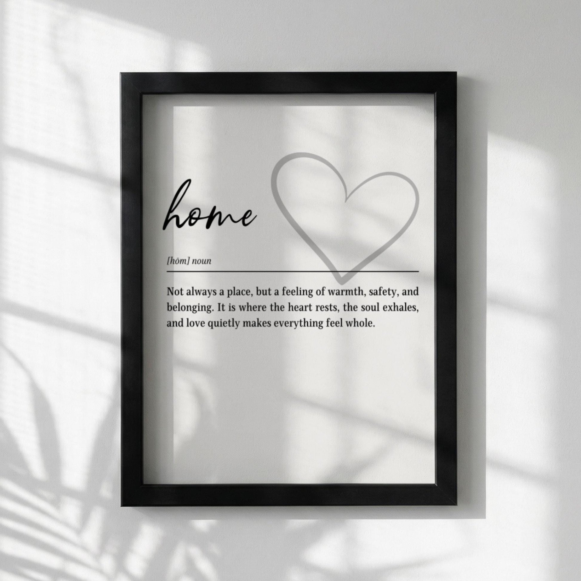 Home Definition Print | Heart Wall Art | Cozy Living Room Decor | Minimalist Quote Art