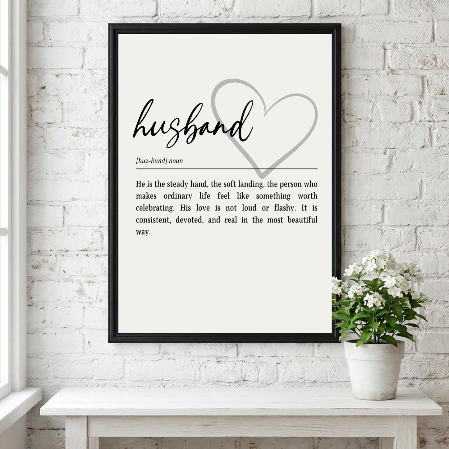 Husband Definition Print | Romantic Gift for Him | Minimalist Typography Wall Art | Modern Home Decor