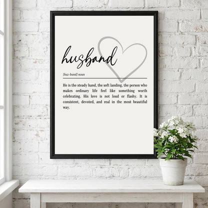 Husband Definition Print | Romantic Gift for Him | Minimalist Typography Wall Art | Modern Home Decor