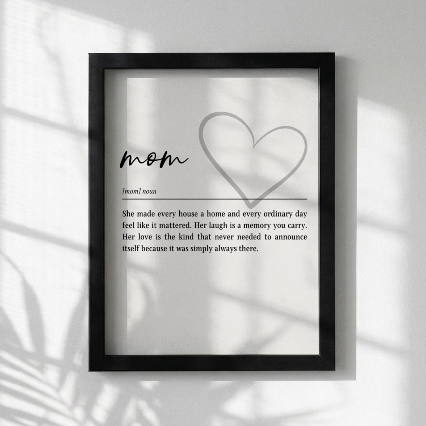 Mom Definition Print | Heart Wall Art | Mother's Day Gift | Minimalist Typography Quote