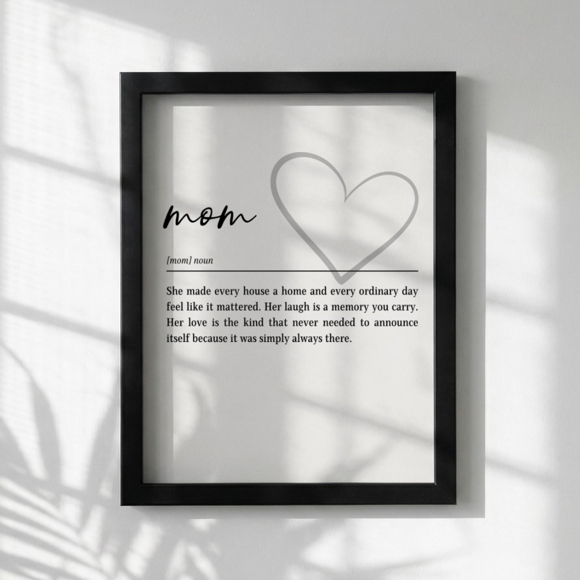 Mom Definition Print | Heart Wall Art | Mother's Day Gift | Minimalist Typography Quote