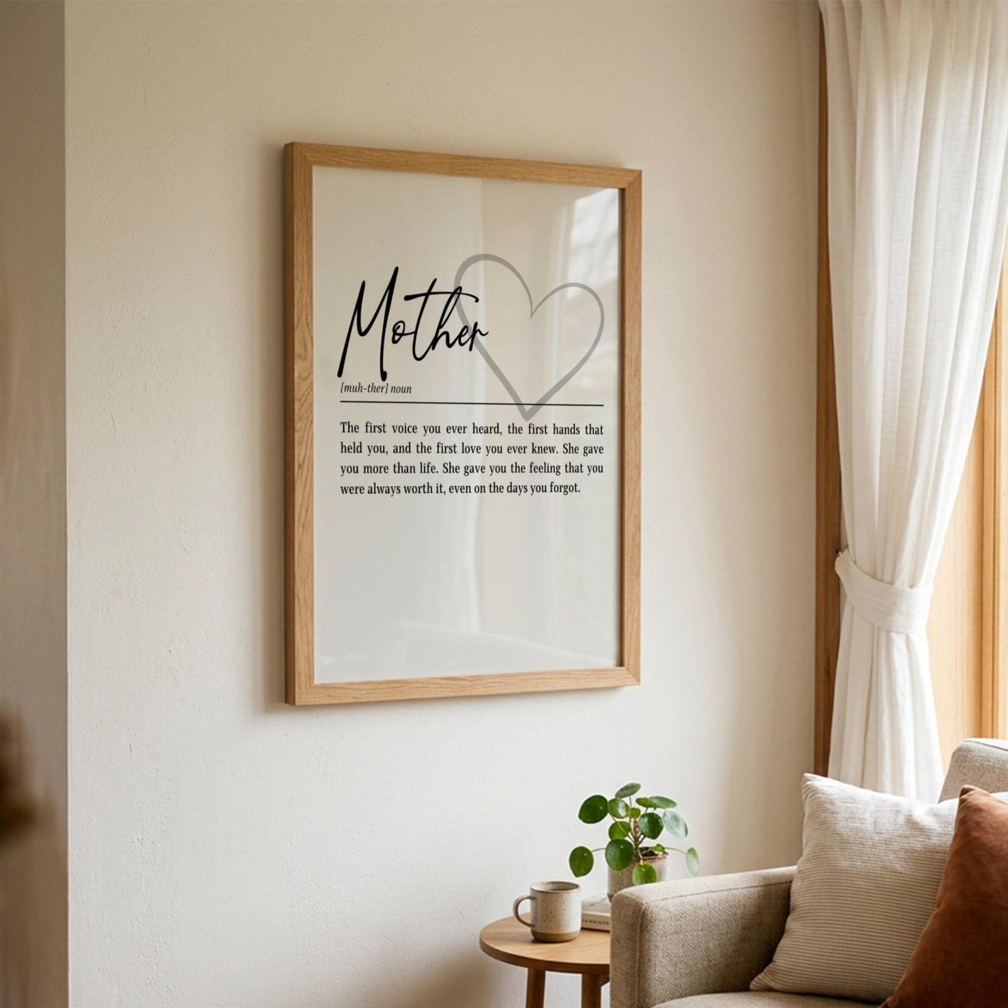 Mother Definition Print | Minimalist Typography Art | Heart Graphic | Mother's Day Gift | Nursery Decor