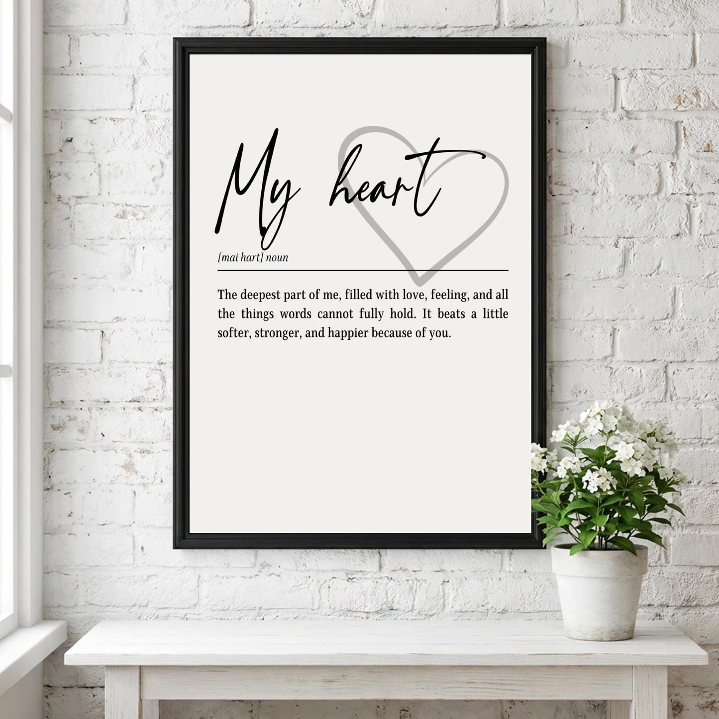 My Heart Definition Print | Romantic Wall Art | Minimalist Love Quote Poster