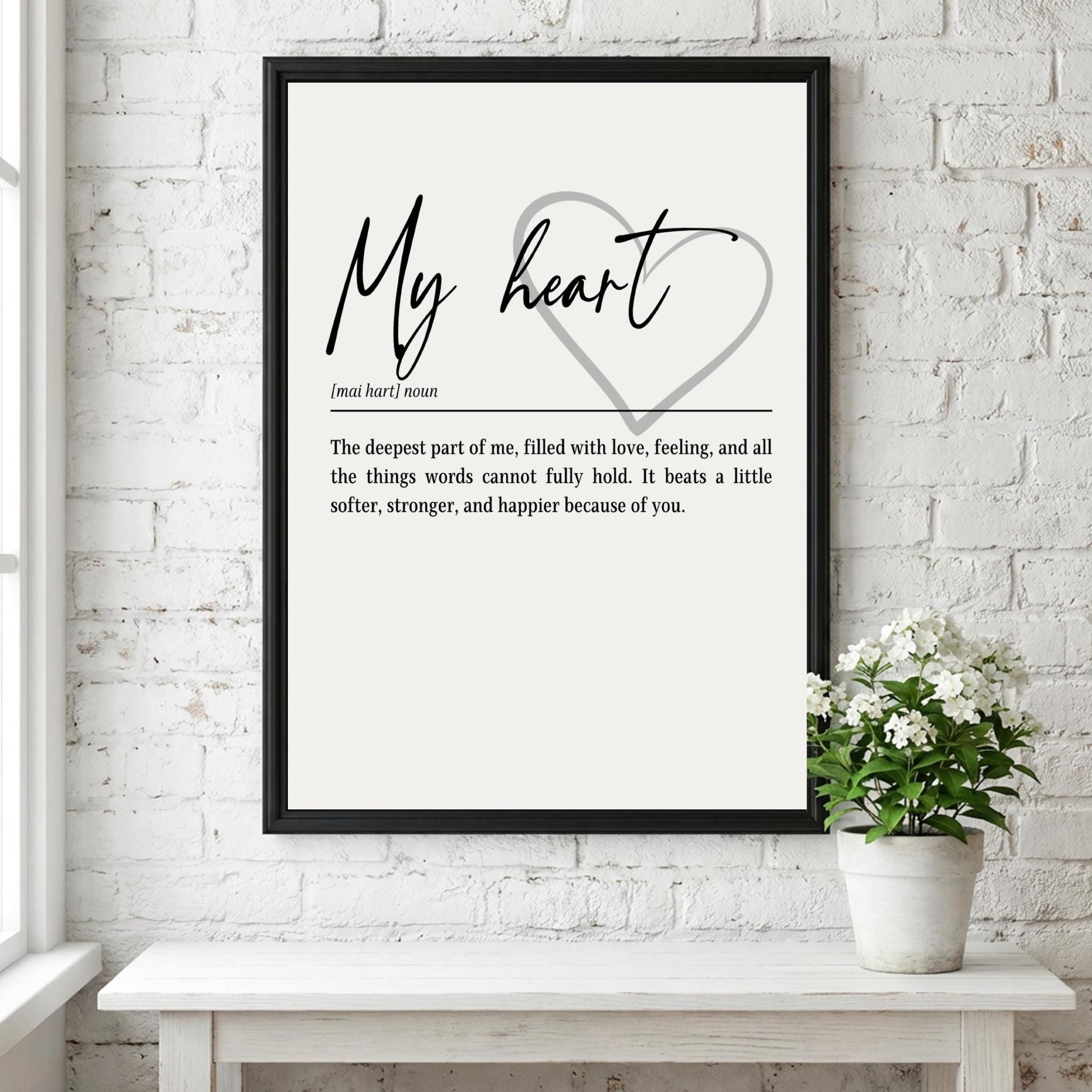 My Heart Definition Print | Romantic Wall Art | Minimalist Love Quote Poster
