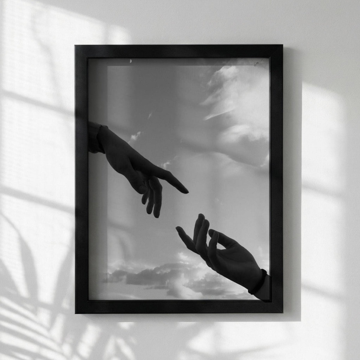 Almost Touching Hands Black & White Poster | Minimalist Line Art | Modern Wall Decor | Abstract Human Art | Aesthetic Print