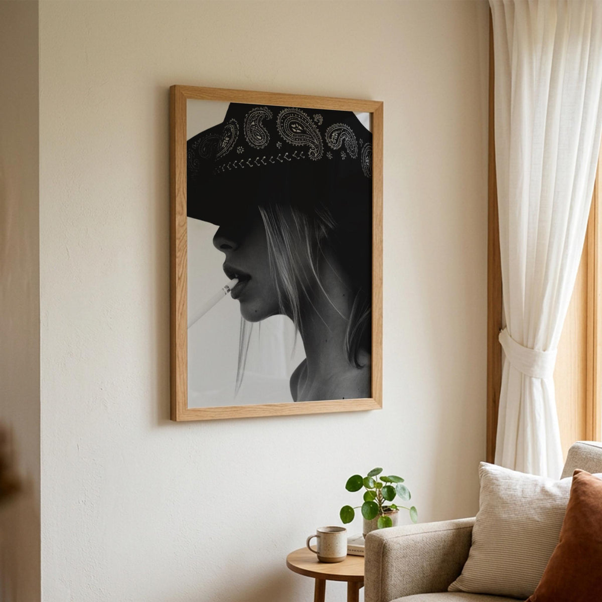 Bandit Smoke Black & White Poster | Minimalist Portrait Wall Art | Modern Decor | Edgy Character Print | Aesthetic Art
