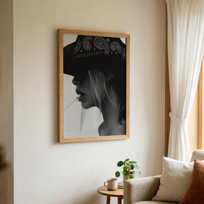 Bandit Smoke Black & White Poster | Minimalist Portrait Wall Art | Modern Decor | Edgy Character Print | Aesthetic Art
