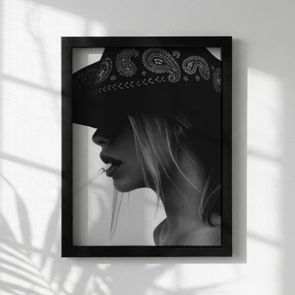 Bandit Smoke Black & White Poster | Minimalist Portrait Wall Art | Modern Decor | Edgy Character Print | Aesthetic Art