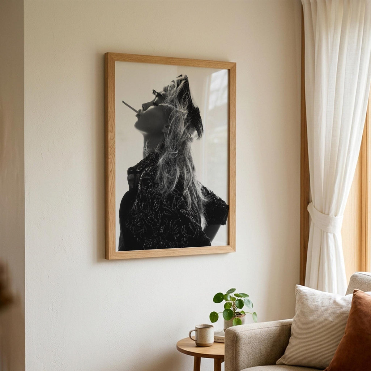 Bow & Smoke Black & White Poster | Minimalist Portrait Wall Art | Modern Aesthetic Decor | Elegant Smoky Print
