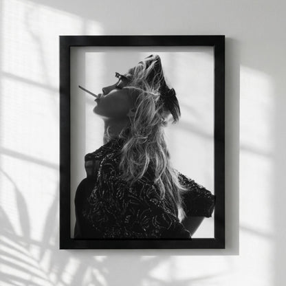 Bow & Smoke Black & White Poster | Minimalist Portrait Wall Art | Modern Aesthetic Decor | Elegant Smoky Print