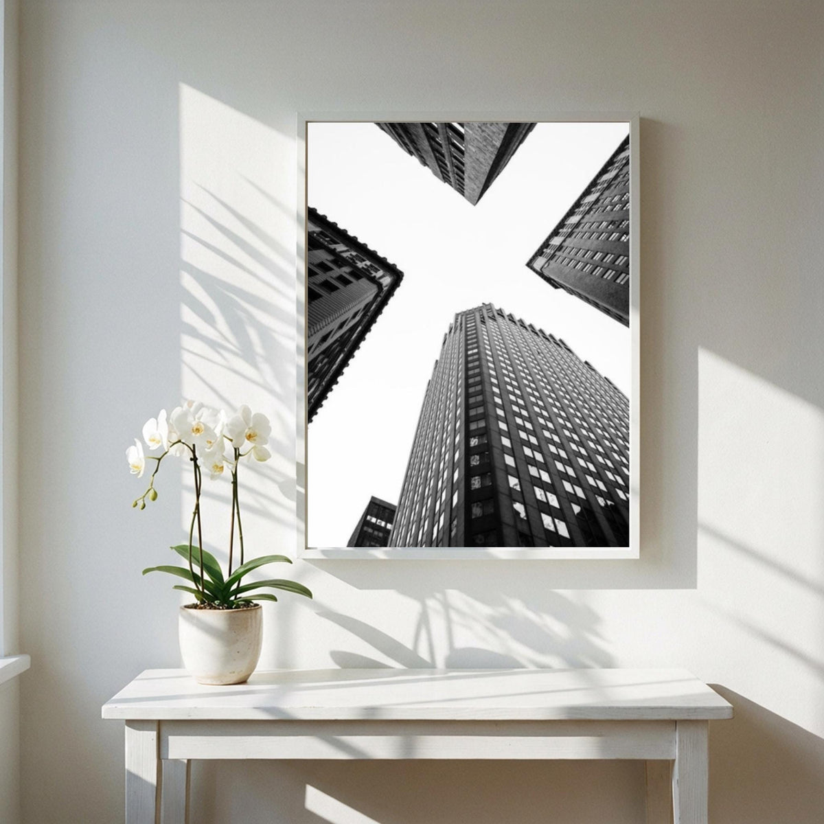 City Vertigo Black & White Poster | Minimalist Urban Wall Art | Modern Cityscape Decor | Abstract Architecture Print