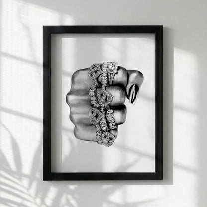 Diamond Grip Black & White Poster | Minimalist Gym Wall Art | Modern Fitness Decor | Strength Training Print