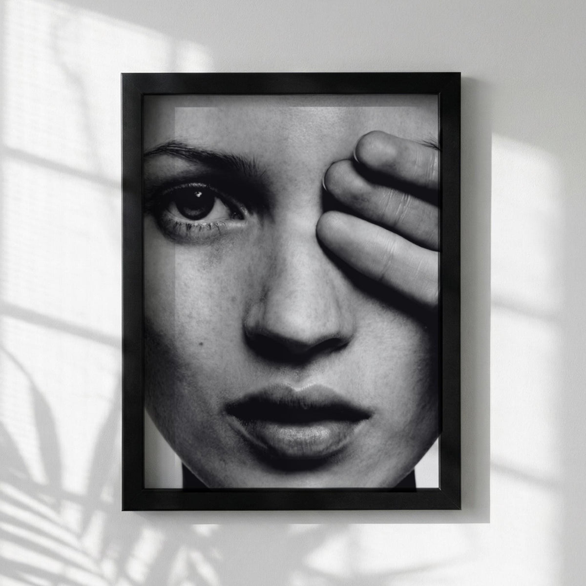 Hidden Gaze Black & White Minimalist Portrait Wall Art | Modern Mysterious Aesthetic Decor | Elegant Art Print