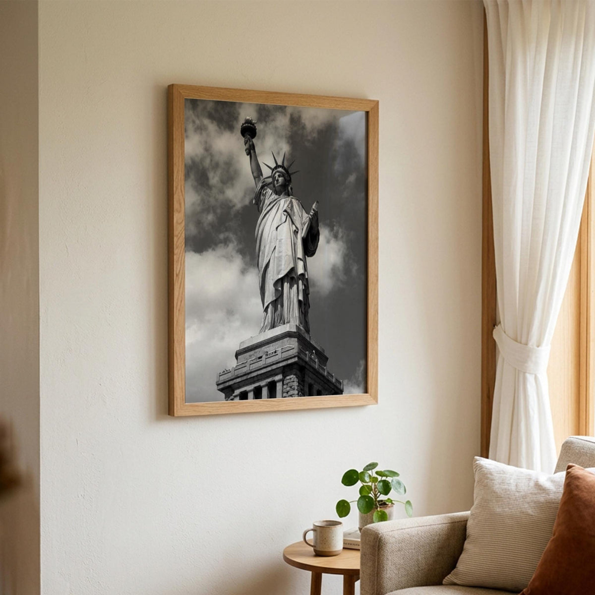 Lady Liberty Black & White Minimalist Statue Wall Art | Modern New York Inspired Decor | Iconic Monument Poster Print