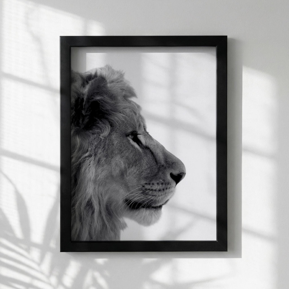 Lion’s Gaze Black & White Minimalist Wildlife Wall Art | Modern Animal Portrait Decor | Powerful Safari Poster Print